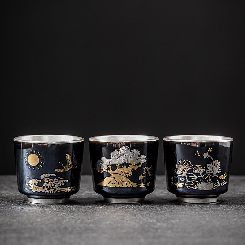 Silver Gilded Ceramic Tea Cup