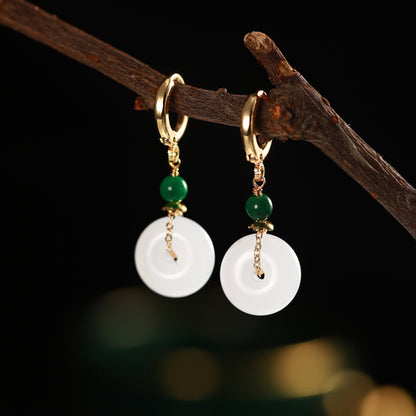 Elegance Peace Buckle Jade Earrings