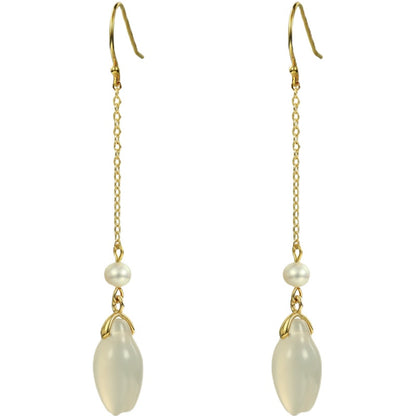 Magnolia White Agate Pearl Earrings