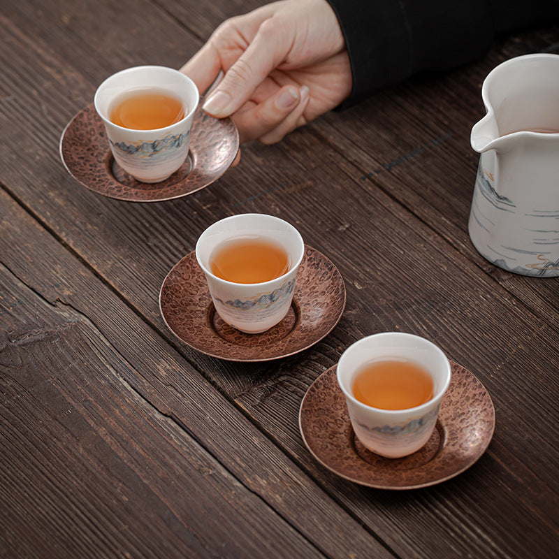 Japanese Style Bronze Coaster Retro Teacup Mat