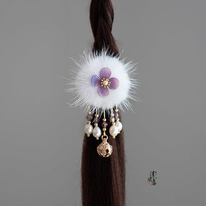 Ancient Style Handmade Tassel Pearl Agate Ming Headdress
