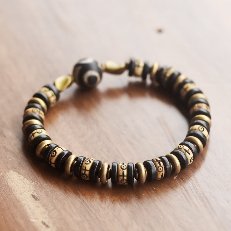 Retro Yak Bone Copper Beads Bracelet