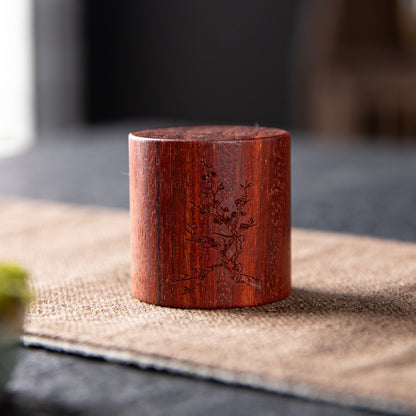 Handmade Engraving Carving Red Sandalwood Cover Retro Wood Cover Holder Pot Lid Kung Fu Tea Ceremony Utensil Tea Ornaments Tea Pet Ornaments