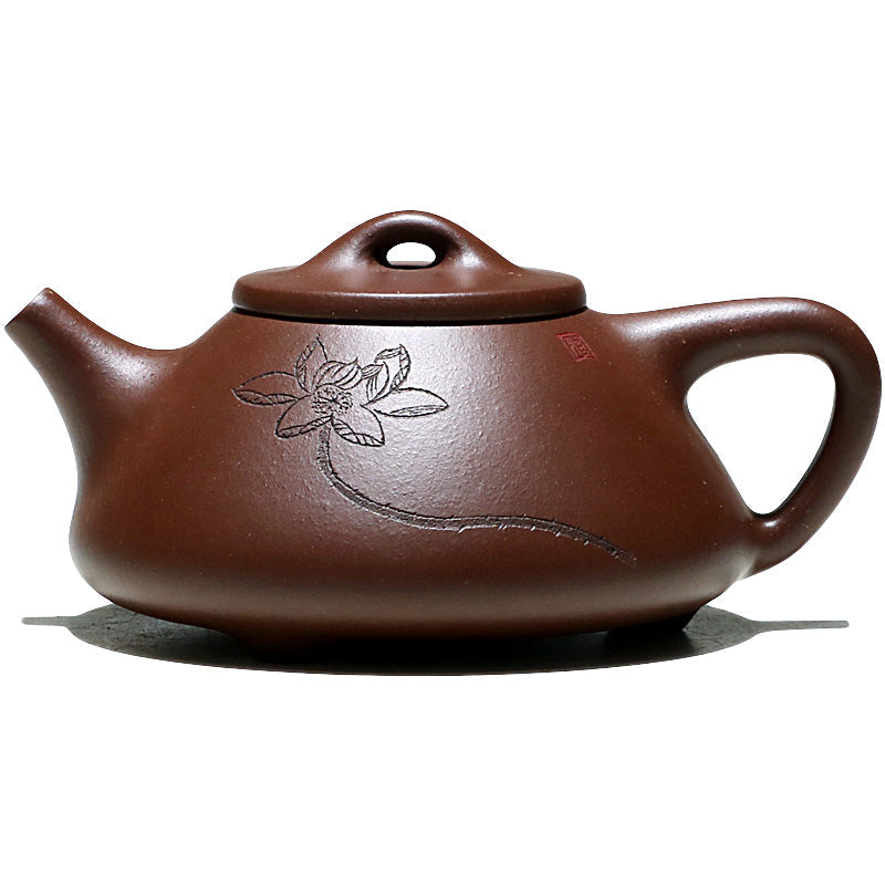 Yixing Purple Clay Lotus Stone Ladle Teapot
