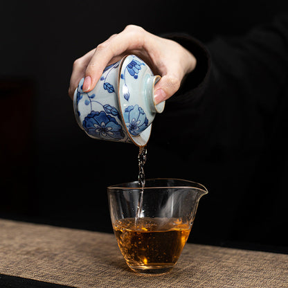 Yongle Blue and White Branch Lotus Tureen Tea Set