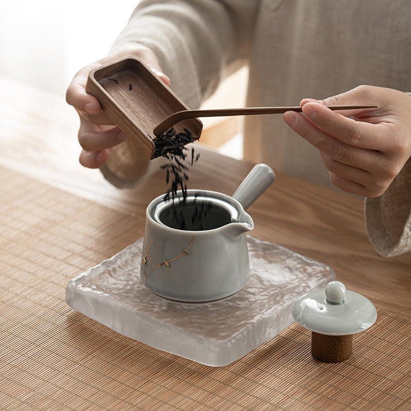 Japanese-Style Handmade Ceramic Ice Gray Glaze Small Teapot