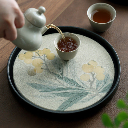 Round Quick-Drying Absorbent Ceramic Tea Tray