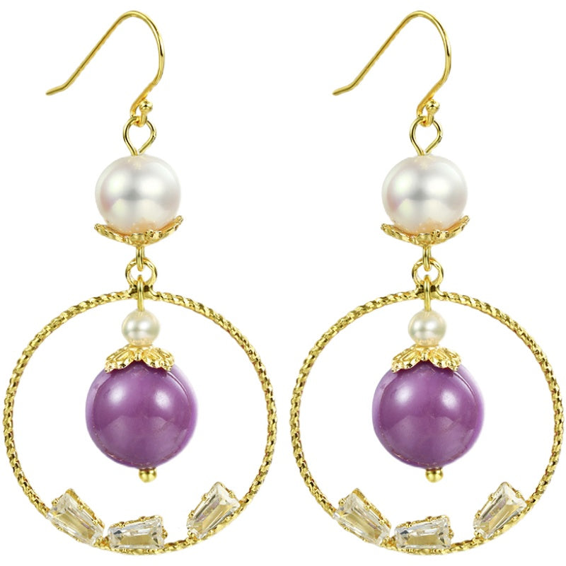 Lilac Blossom Purple Mica Pearl Earrings