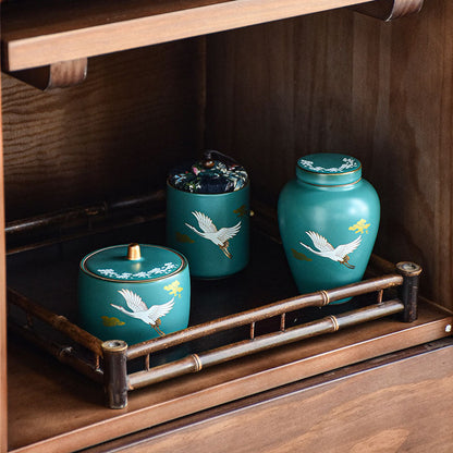 Creative Crane Ceramic Tea Jar