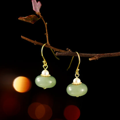 Exquisite Handmade Jade and Pearl Earrings