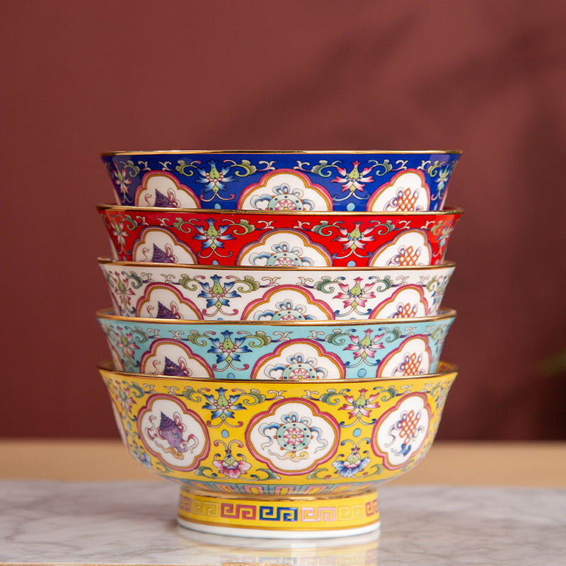 Eight Treasures Enamel Colored  Anti-Scald Small Soup Bowl