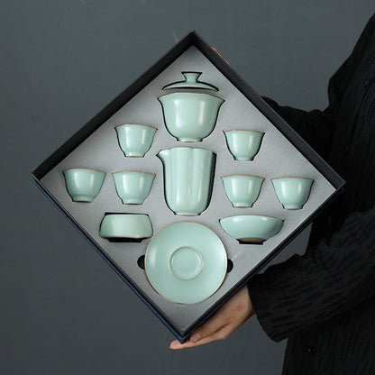 High-End Ru Ware Porcelain Tea Set