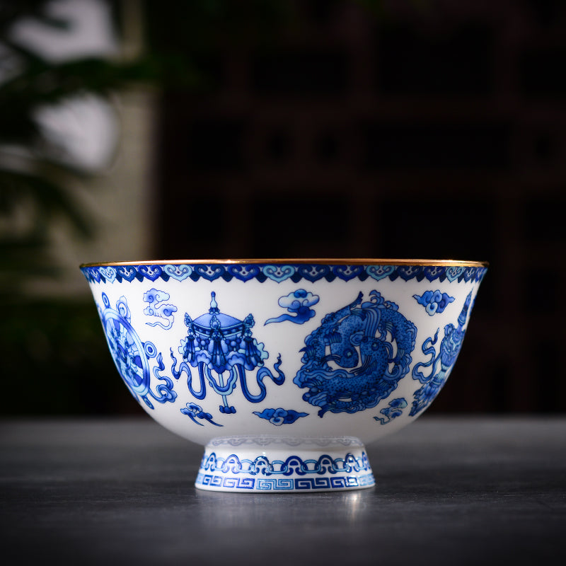 Auspicious Blue and White Porcelain Bowl