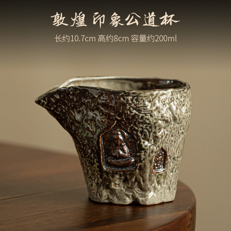 Dunhuang Impression Pitcher Stoneware Kiln Baked Handmade Ceramic Larg Pitcher Tea Serving Pot Kung Fu Tea Set Fair Cup Tea Pot