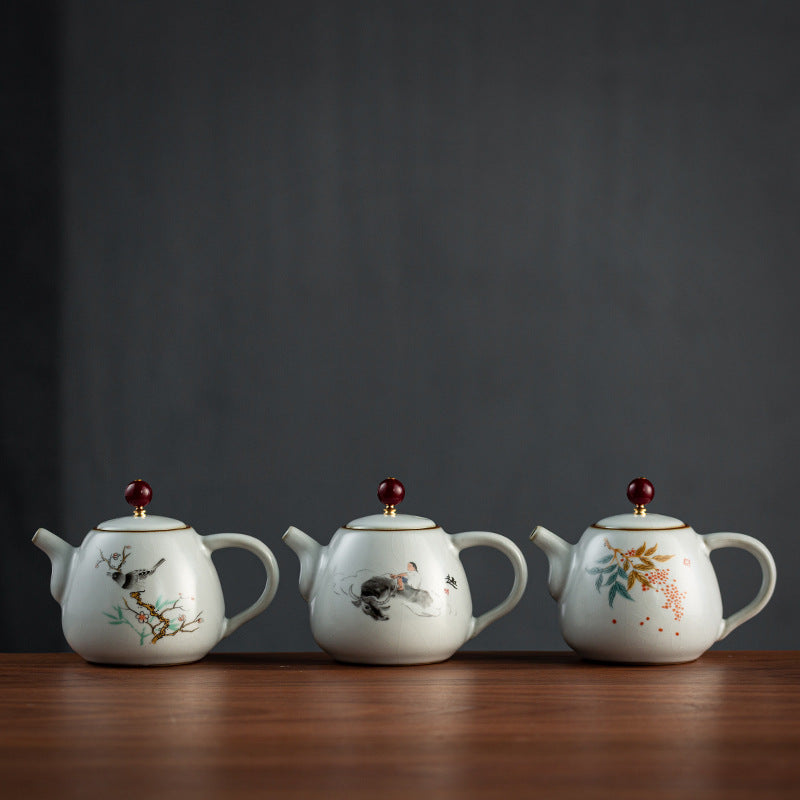 Enameled Cast Iron Ru Ware Teapot