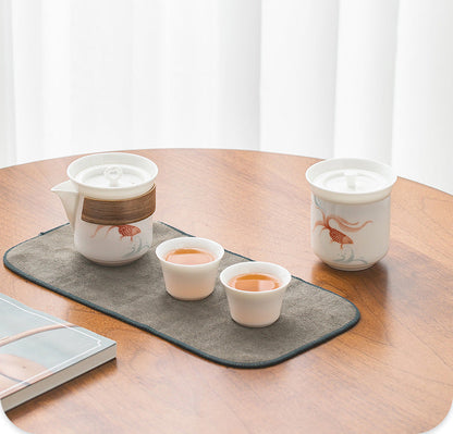 Outdoor Single White Porcelain Travel Tea Set