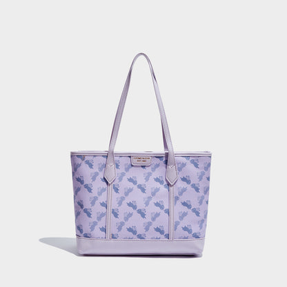 Rabbit Checker Design Leather Tote Bag