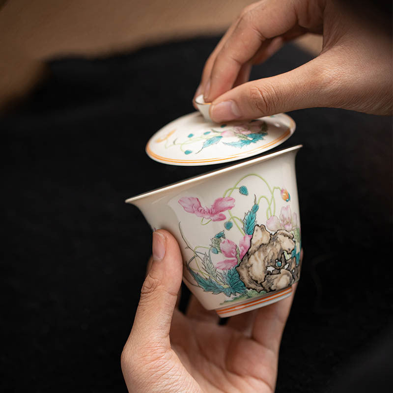 Pink Color Maiden GAIWAN Ceramic Single Kung Fu Tea Set