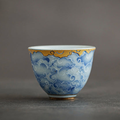 Auspicious Clouds White Porcelain Kung Fu Tea Cup