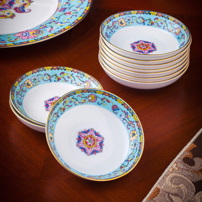 Antique Blue Bone China Tableware Set