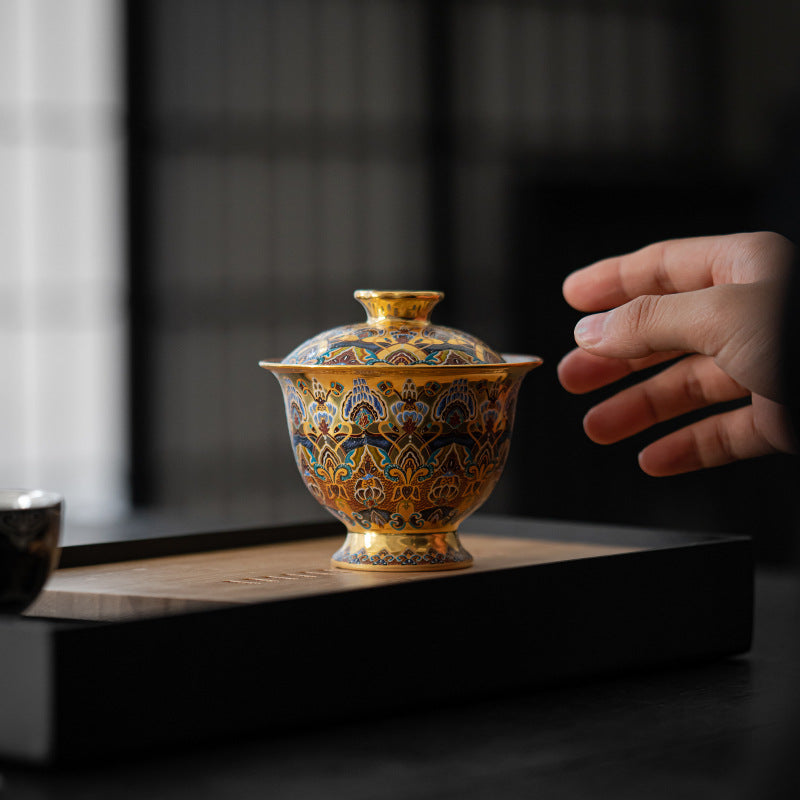 Enamel Color Gilding Porcelain Gaiwan Tea Set