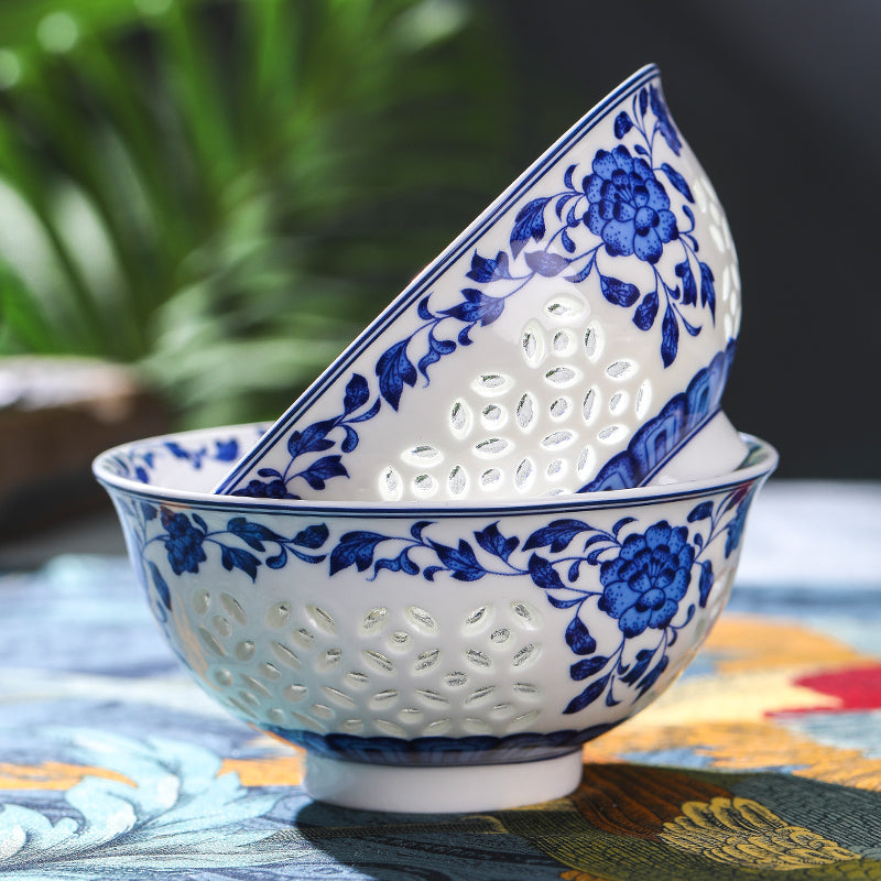Antique Rice-pattern Decorated Porcelain Bowl