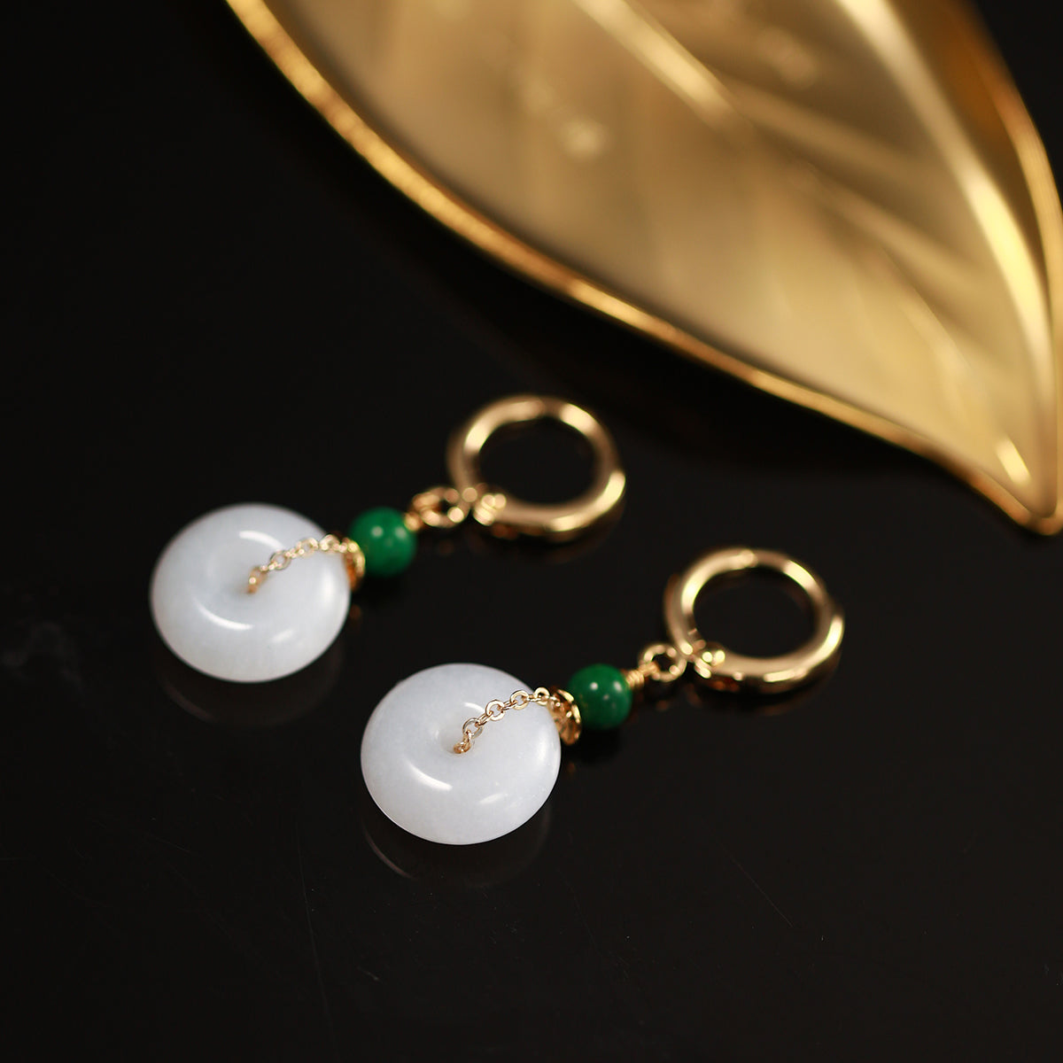 Elegance Peace Buckle Jade Earrings