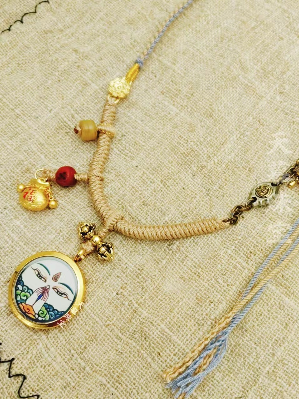 Tibetan Thangka Thousand-Armed Guanyin Pendant Necklace