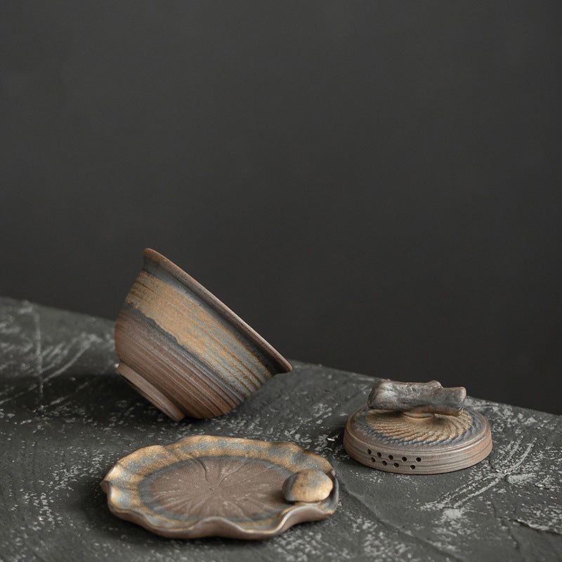 Japanese Style Firewood Iron Glaze Gaiwan