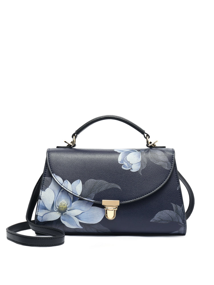 Elegant Gardenia Blossoms Leather Handbag