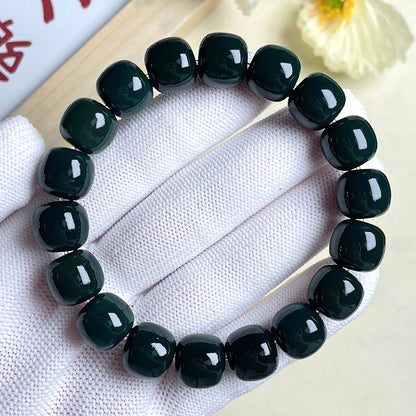 Lime White Jade Bodhi Root Buddha Beads Bracelet