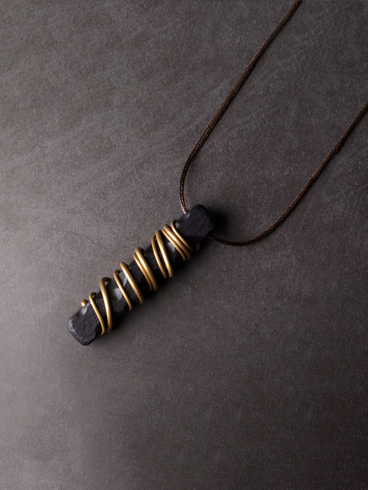 Tibet Ebony Wood Copper Necklace Pendant