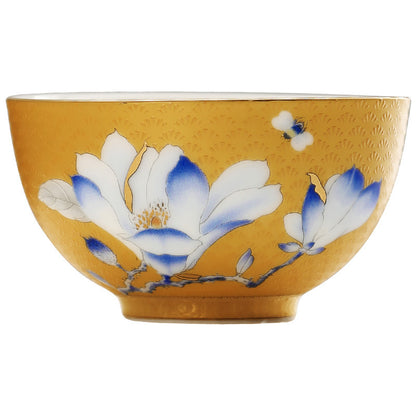 Graceful Golden Orchid Goddess Tea Cup