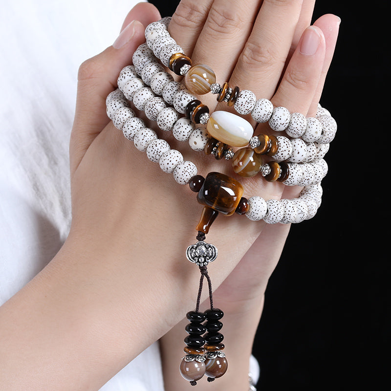 Agate Dzi Bead Xingyue Bodhi 180 Beads Bracelet