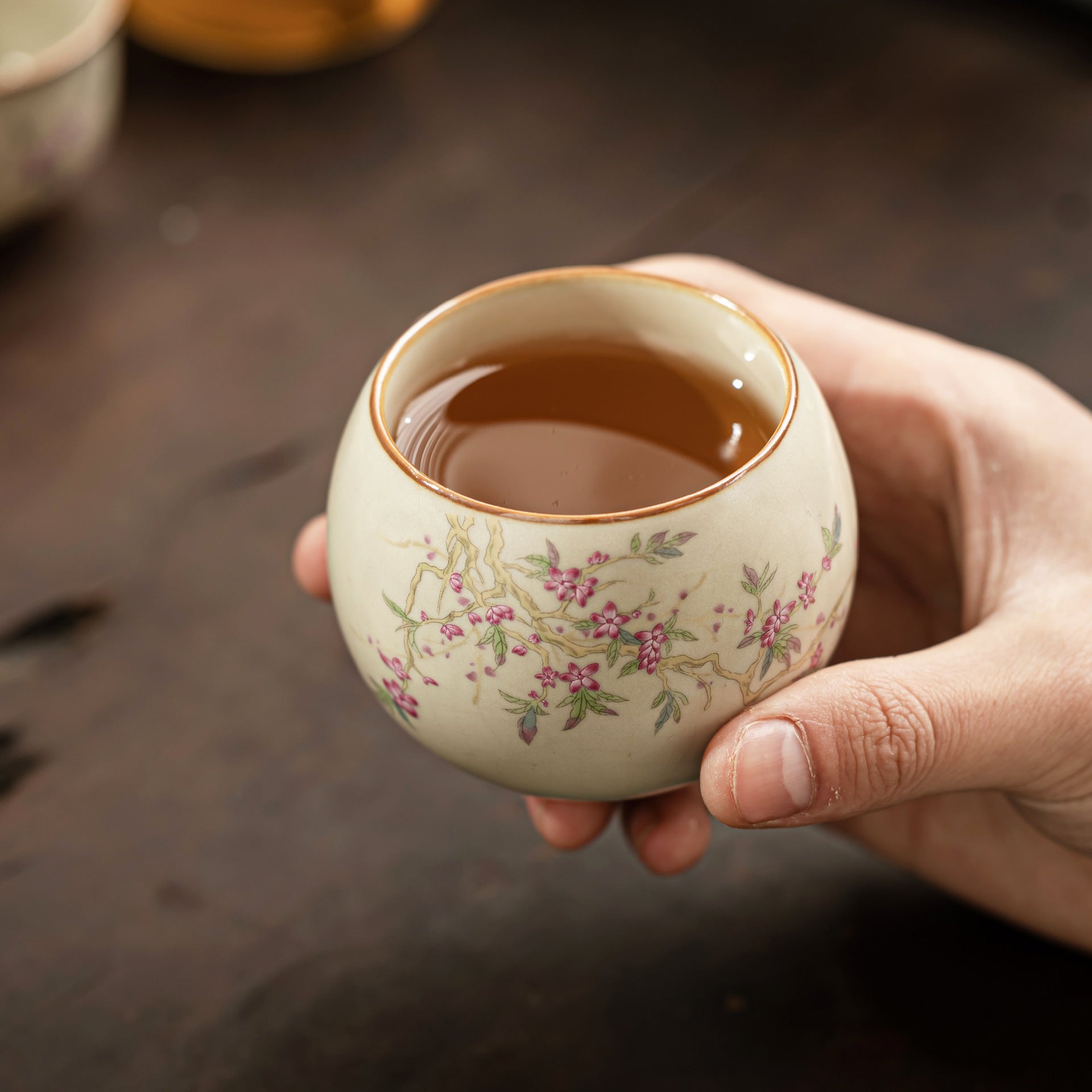 Beige Ru Kiln Ceramic Kung Fu Tea Cup