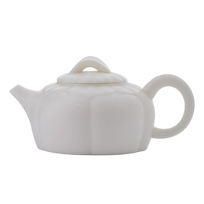 White Jade Vegetarian Burning White Porcelain Teapot