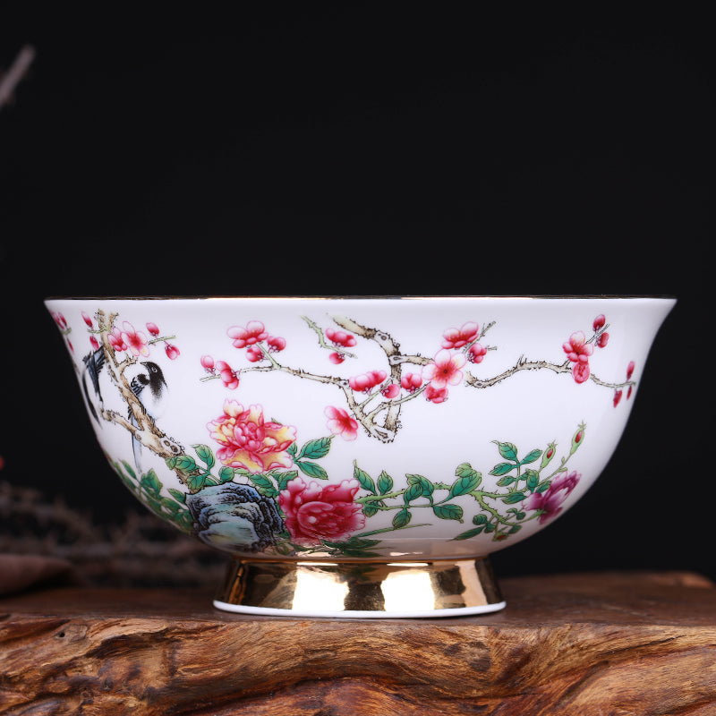 Courtly Antique-Style Gilded High-Footed Porcelain Bowl