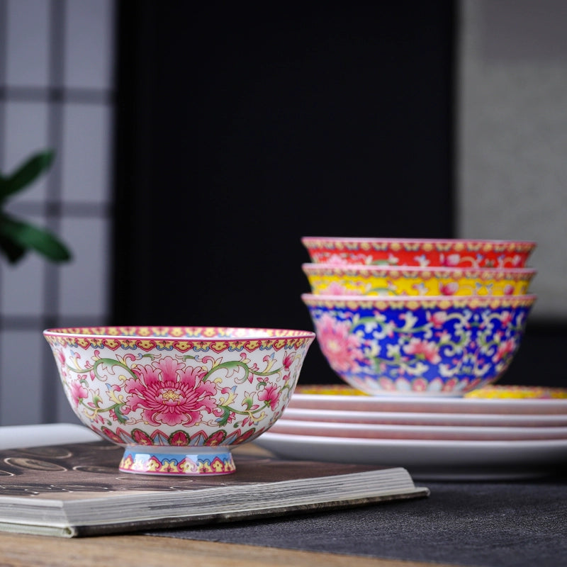 Jingdezhen Enamel Color Longevity Vine Bowl