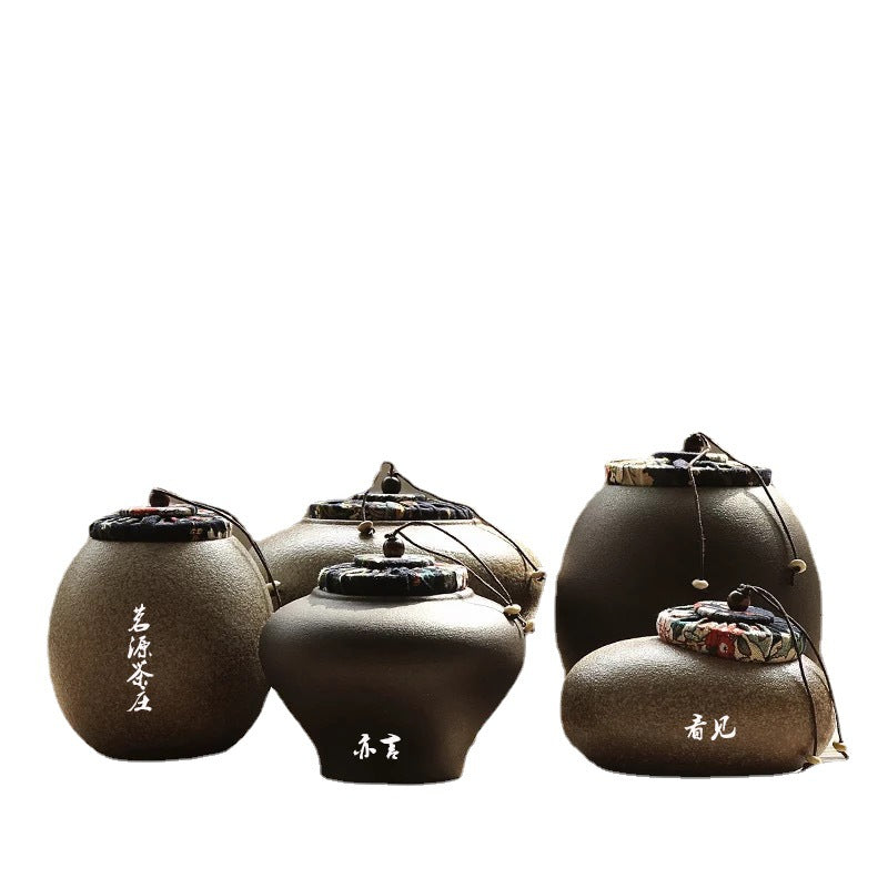 Vintage Handmade Ceramic Stoneware Tea Jar