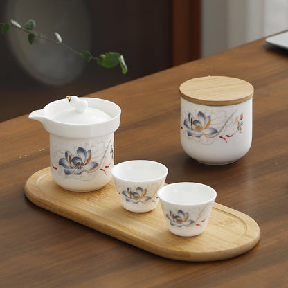 Lotus Ceramic Tea Cup Travel Tea Set