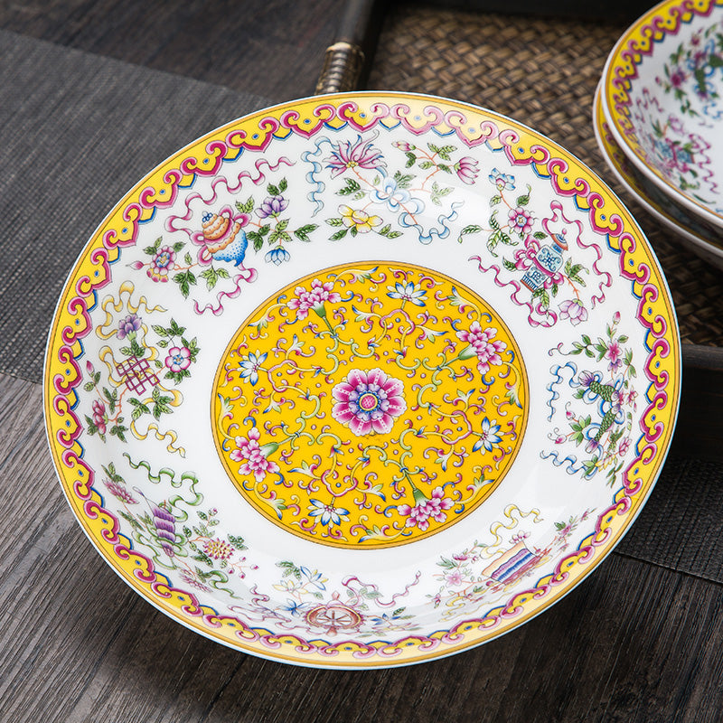 Jingdezhen Ceramic Enamel Dish Deep Plates