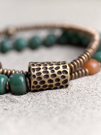 Ethnic Green Bodhi Root Copper Bracelet