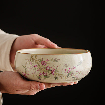 Beige Ru Ware Porcelain Tea Jar Large Tea Wash Basin