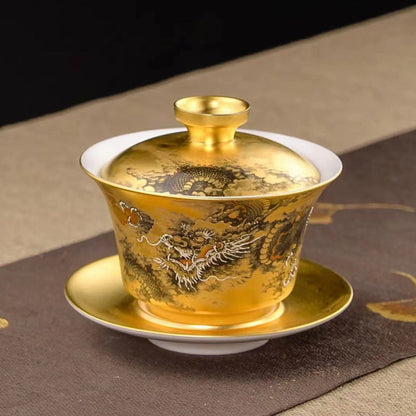 Dehua 24K Gilding Dragon Teapot