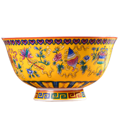 Jingdezhen Enamel Floral High-Footed Heat-Resistant Bowl