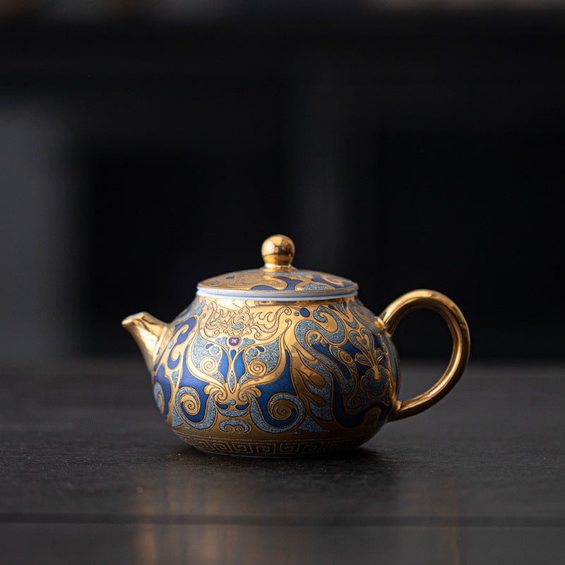 Handmade Gold and Silver Ceramic Teapot