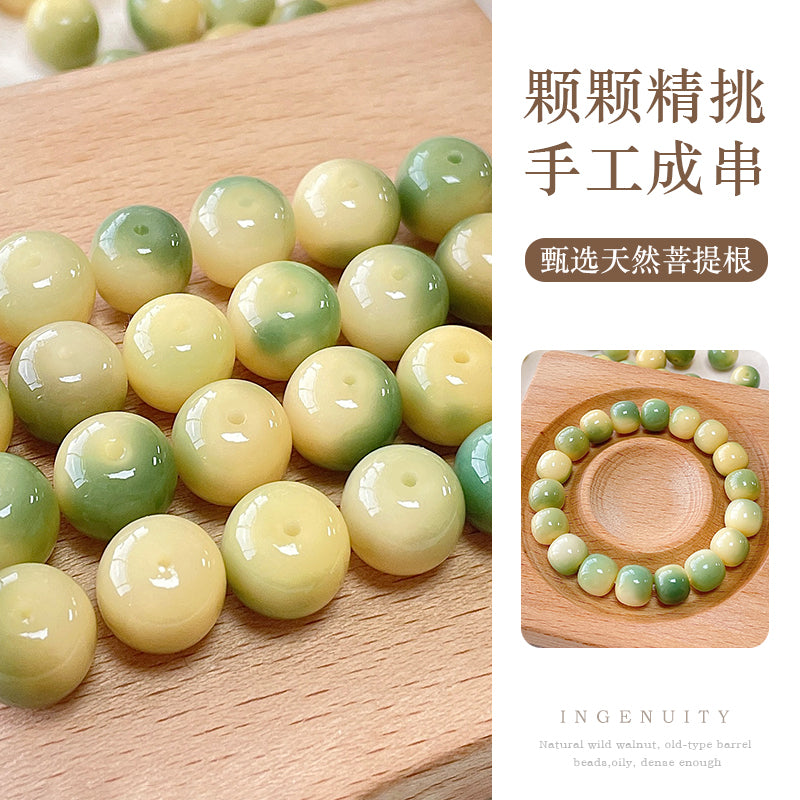 Lime White Jade Bodhi Root Buddha Beads Bracelet