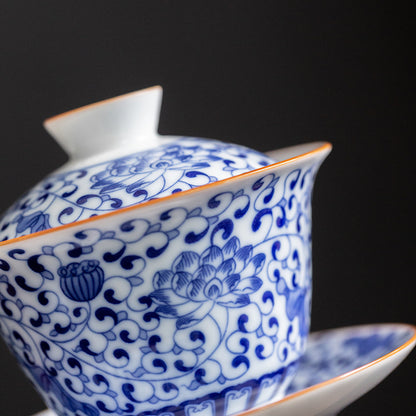 Retro Blue and White Porcelain  Gaiwan