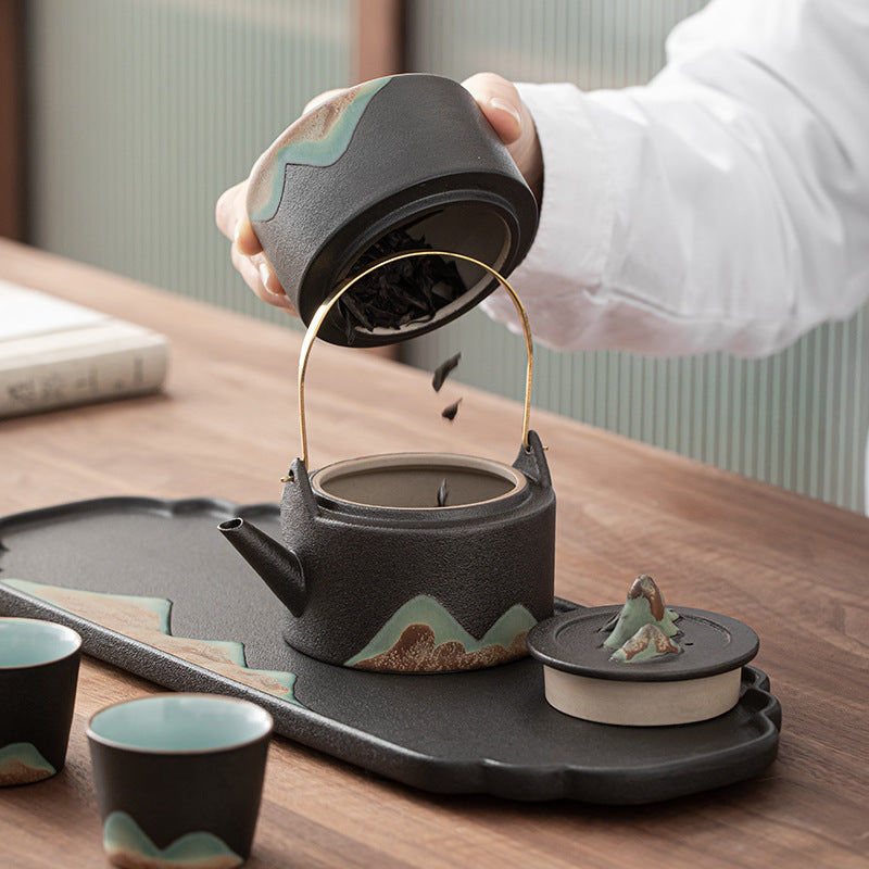 Japanese-Style Mountain Shadow Hand Painted Tea Pot