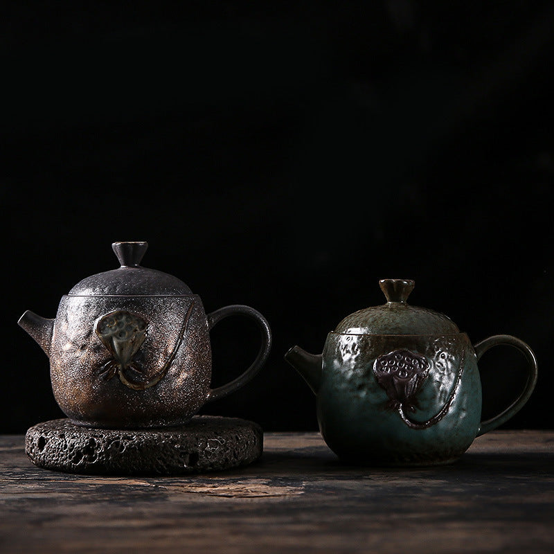 Lotus Seedpod Gilding Iron Glaze Stoneware Teapot